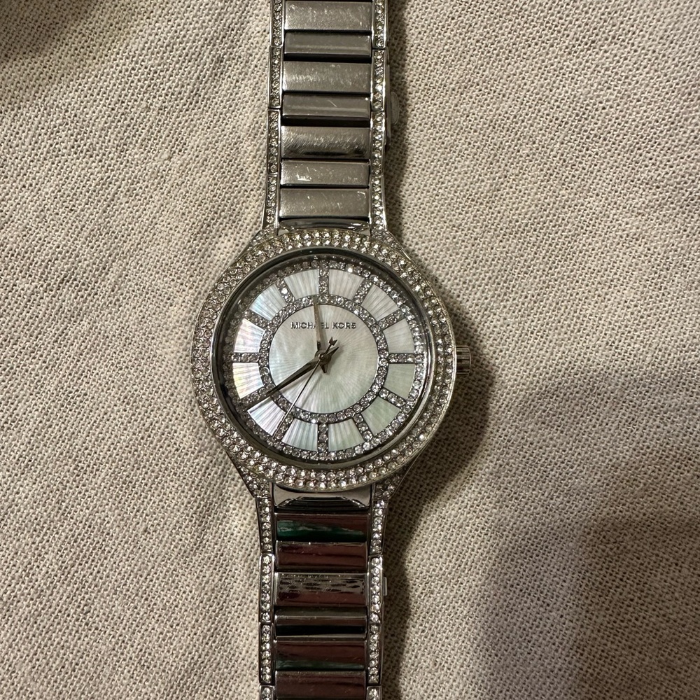 Michael Kors Silver and White Crystal Watch